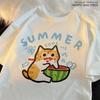 Eating Melons Oranges Cats Funny Catsprinted Womans T-Shirt Fitting Cool T Shirts Leisure Tee Shirt Tops