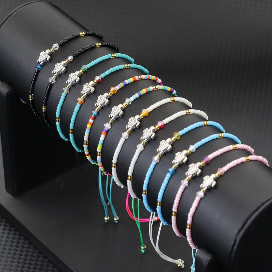 New Handmade Weaven Thin String Bracelet Men Women Beach Surfing Turtle Braslet Bohemia Seed Beads Braclet Valentine Day Gift