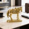 Yousheng Retro Horse Statue Desktop Artistic Horse Figurine with Base Golden Painted Resin Horse Sculpture for Shelf Mantel Cabinet Display