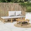 VidaXL Garden Lounge Set 4 Pcs with Light Grey Cushions Bamboo 3155107