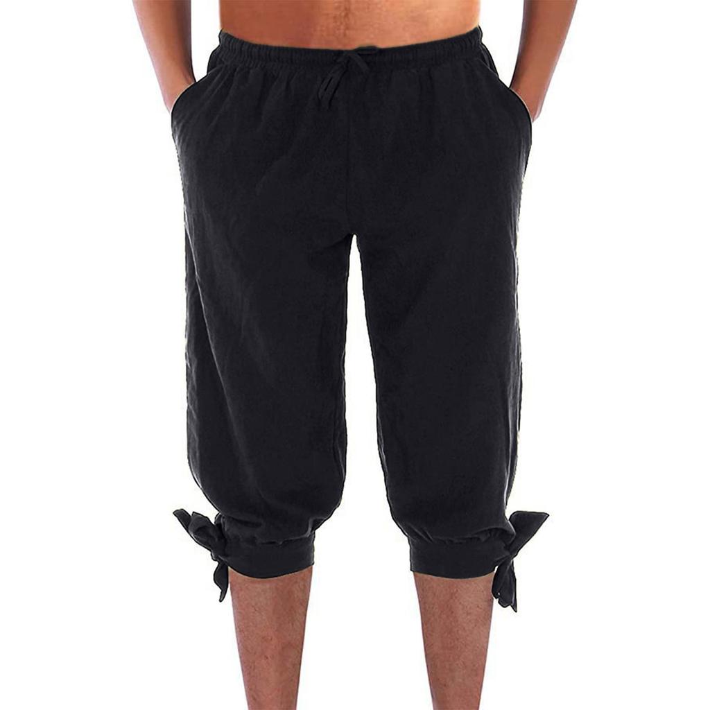 Мужские повседневные свободные прямые летние пляжные штаны для йоги на шнурке