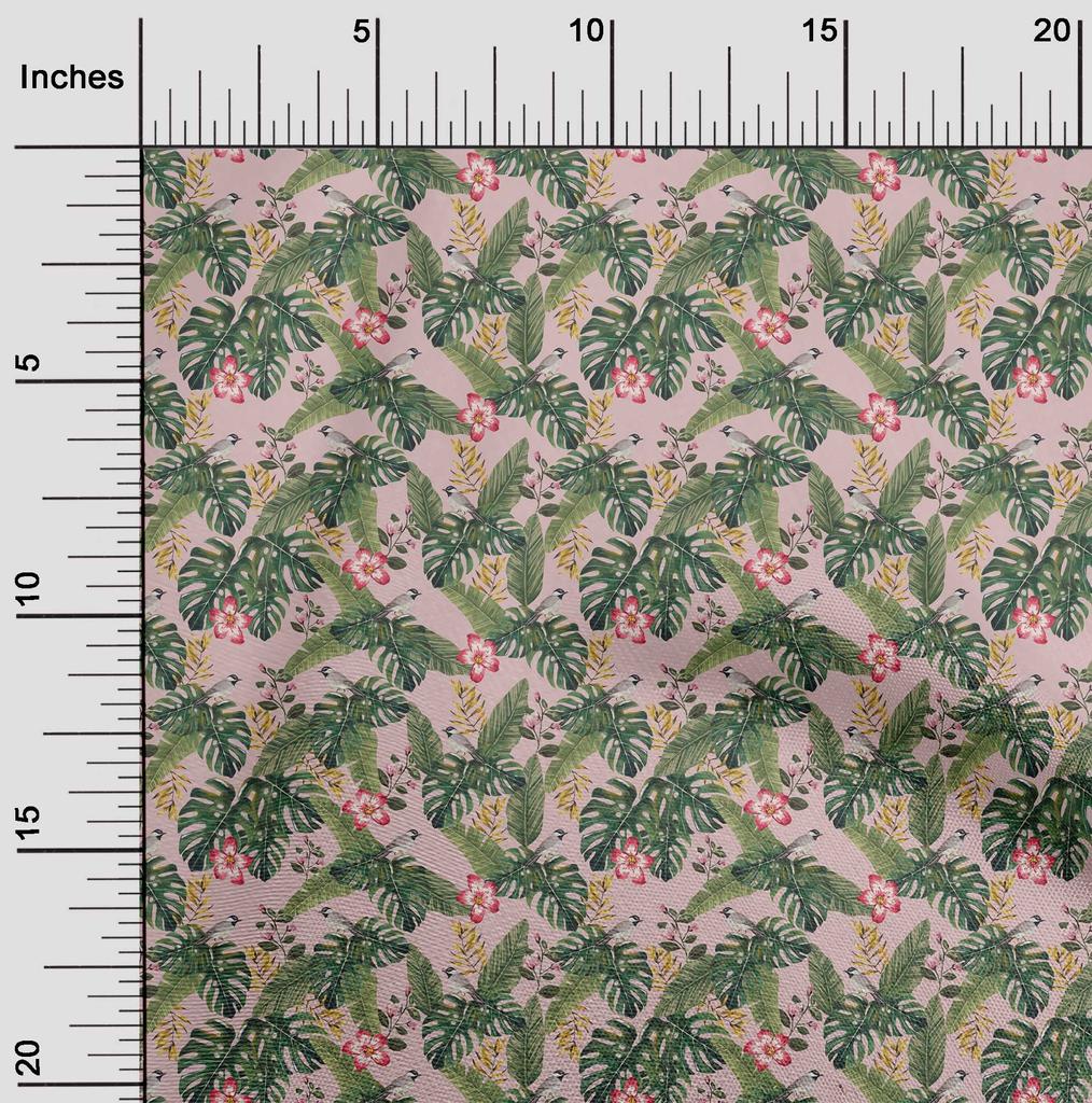 oneOone Cotton Flex Light Pink Fabric Tropical Fabric For Sewing Printed Craft Fabric By The Yard 40 Inch