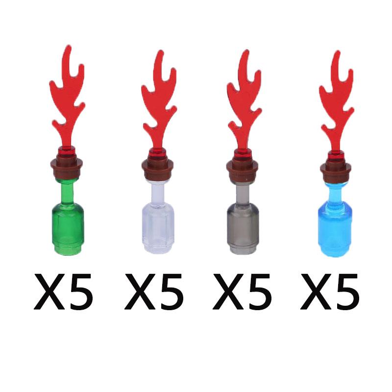 MOC Строительные блоки Костер Пламя Средневековая Бутылка вина Набор аксессуаров Модель подсвечника Мини-кирпич Совместимая игрушка Подарок Сделай сам X019