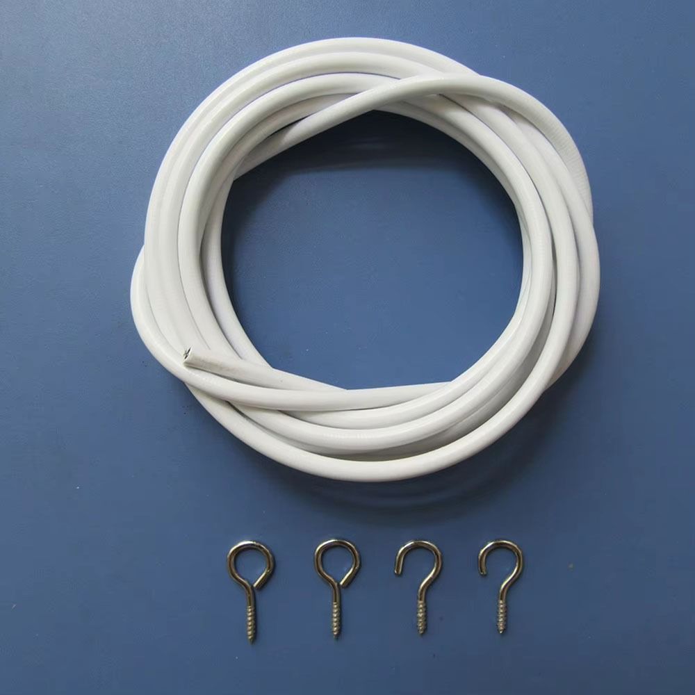 1Set White Window Cord Cable Net PVC Steel Curtain Track Wire New Curtain Spring Rope