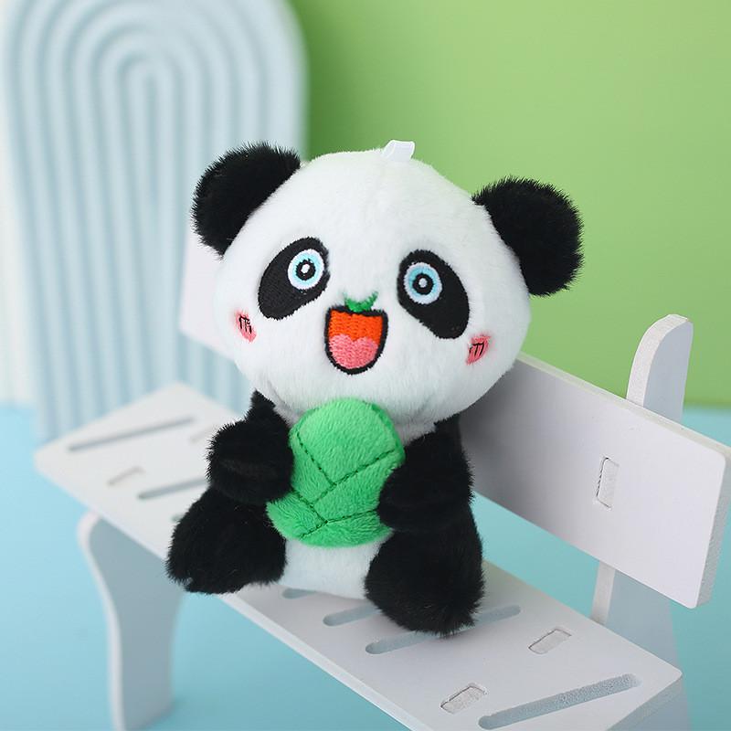 Cute Panda Plush Keychain Premium Snow Mink Fur Animal Figure Bag Pendant