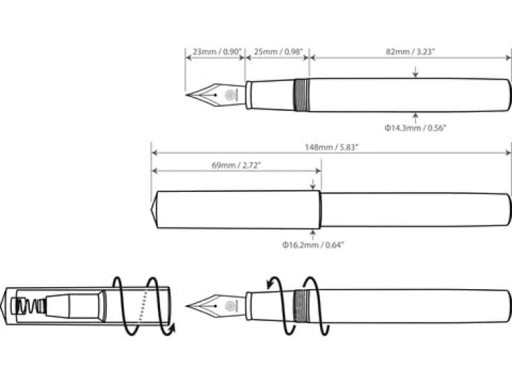 WANCHER Mine Fountain Marble Purple Wancher Fine Nib Pen, Grey, (F (Gold Plated))