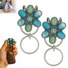 1/2Pcs Turquoise Inlaid Keychain Flower Shape Natural Stone Inlay Design Keychain Bag Clip Holder Bag Backpack Accessories