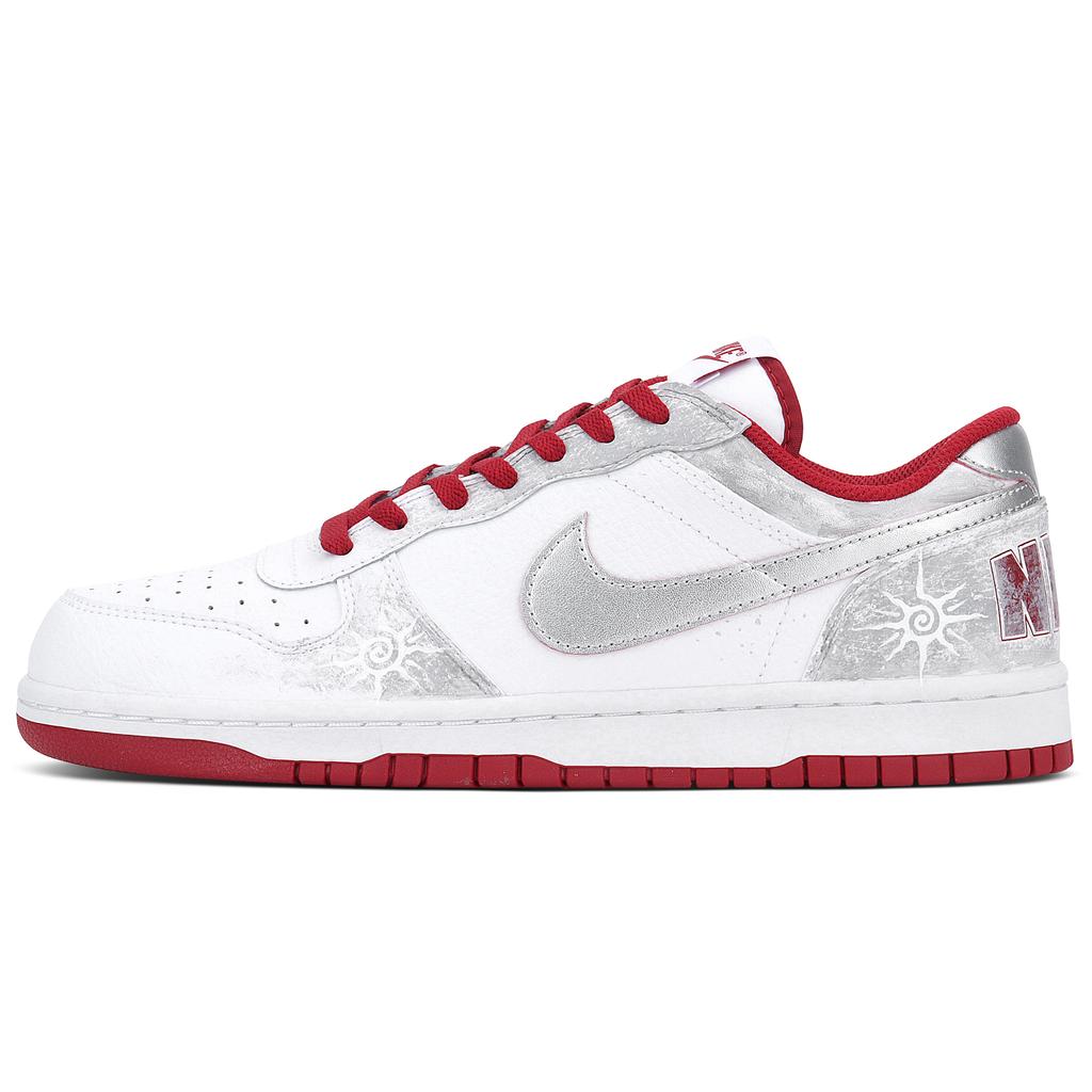 Nike Big Abrasion Resistant Low top Skateboard Shoes Men's Gray White Red 355152-150(Team1957-)