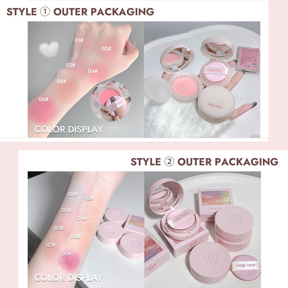 GEGE BEAR Air Cushion Blusher with Mini Puff, Soft Waxy Texture Blush Cream 6 Colors Natural Cheeks Blush