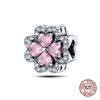 925 стерлингового серебра розового циркония бусины сердцебиение шармы подходят 925 оригинальные браслеты DIY ювелирные украшения подарки на день святого валентина