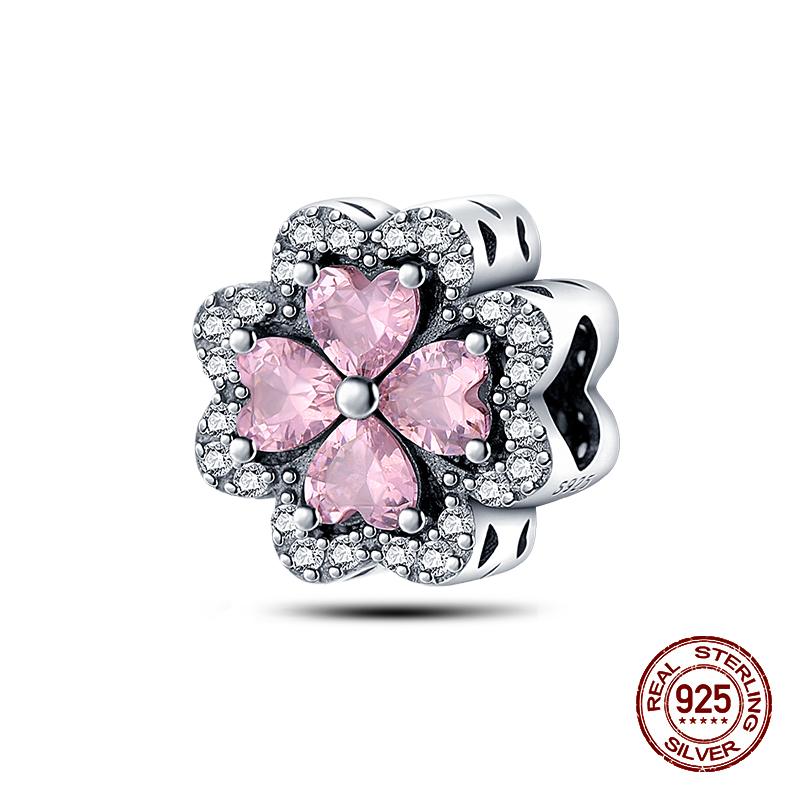 925 стерлингового серебра розового циркония бусины сердцебиение шармы подходят 925 оригинальные браслеты DIY ювелирные украшения подарки на день святого валентина