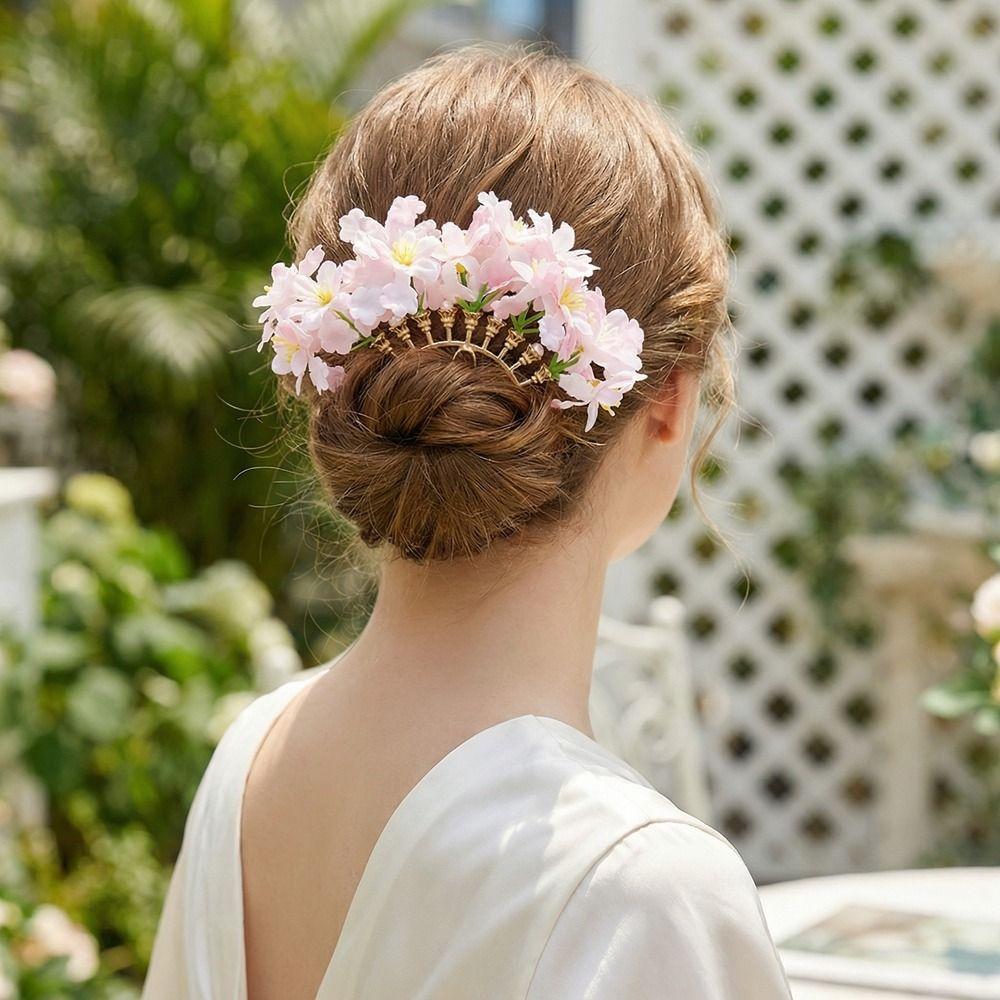 Bohemian Simulation Flower Hair Fork Cloth Side Clip Headdress Chinese Style Hairpin Daily Wear
