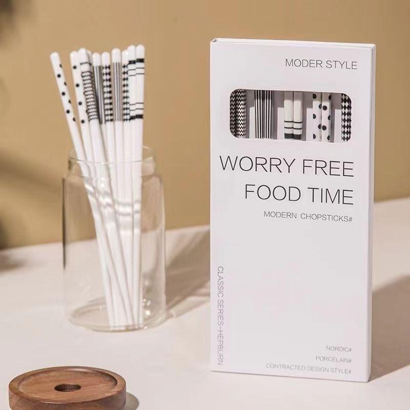 Керамический набор палочек для еды Белые Роскошные палочки для еды Ресторан Кухонная посуда Аксессуары Устойчивые к плесени Высокотемпературные