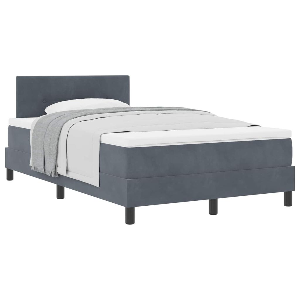 Box Spring Bed with Mattress Dark Gray 120 x 190 cm Velvet