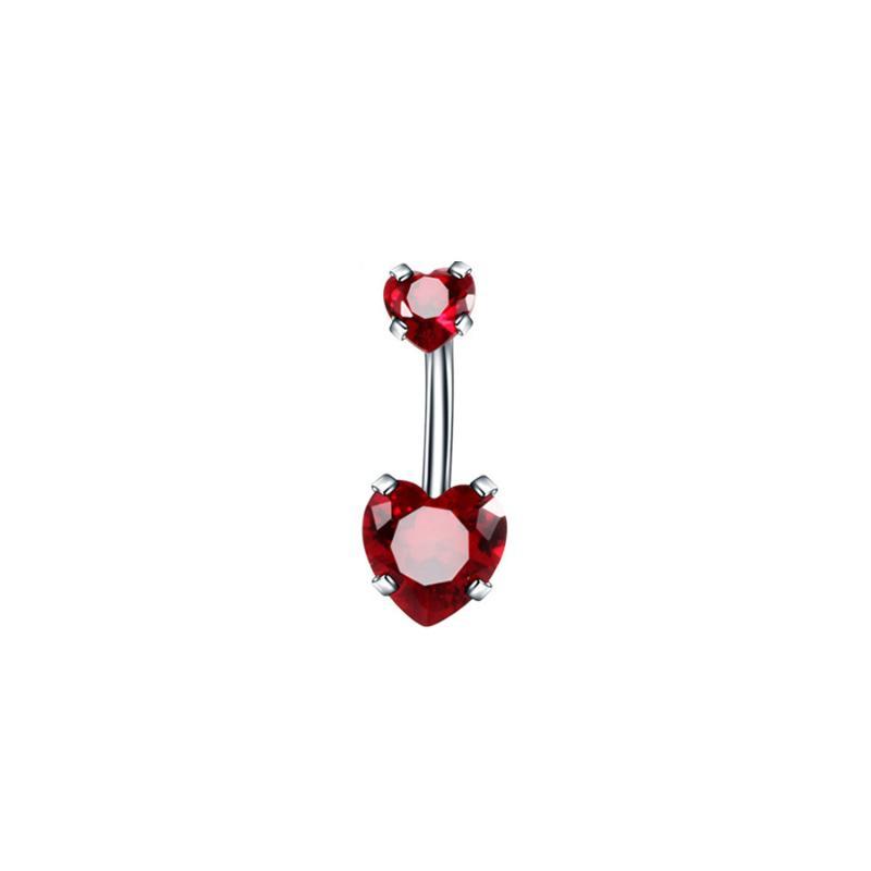 Heart Crystal Belly Button Rings Shiny Silver Stainless Steel Piercing Jewelry for Beach Holiday Accessories