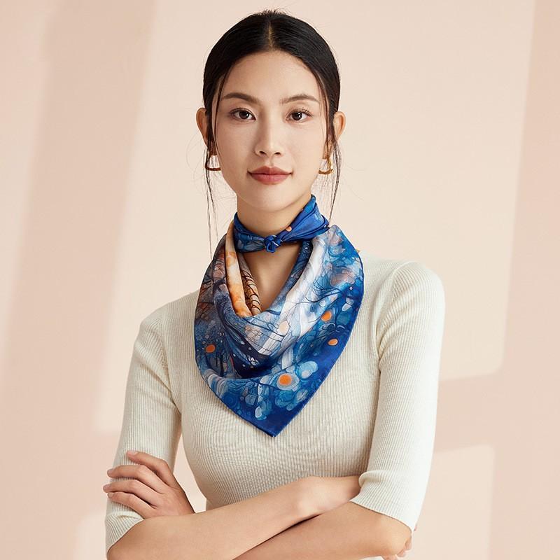 Womens 70cm Silk Square Scarf Fashionable Printed Neckerchief Premium Gift Her