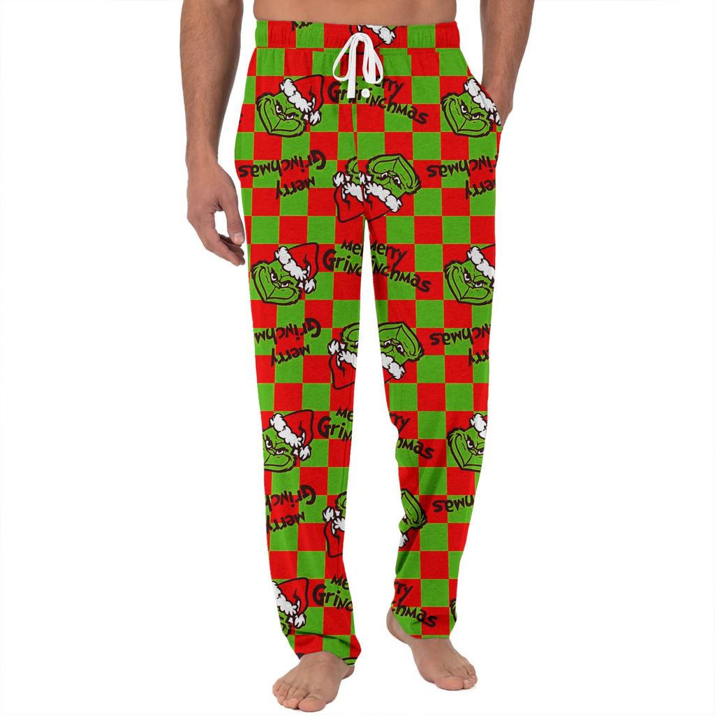 Men's Knitted Fashionable Printed Pocket Casual Pants Pajama Pants