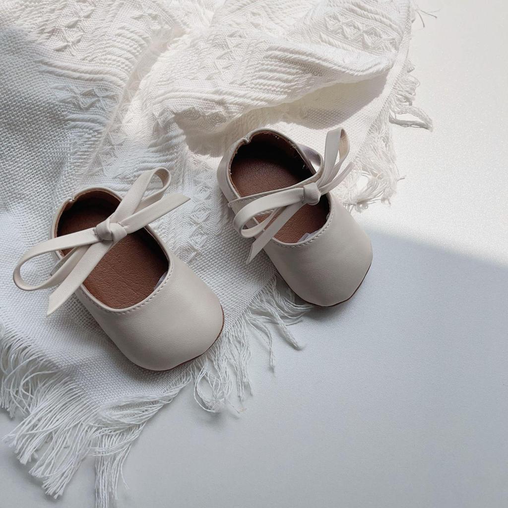 Туфли из кожи с бантом в корейском стиле для девочек - Туфли принцессы на мягкой подошве