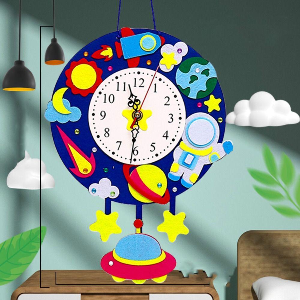 DIY Puzzle DIY Clock Toys Cartoon Clock Time Teaching Aid Cognition Clocks Toys Baby DIY Toys