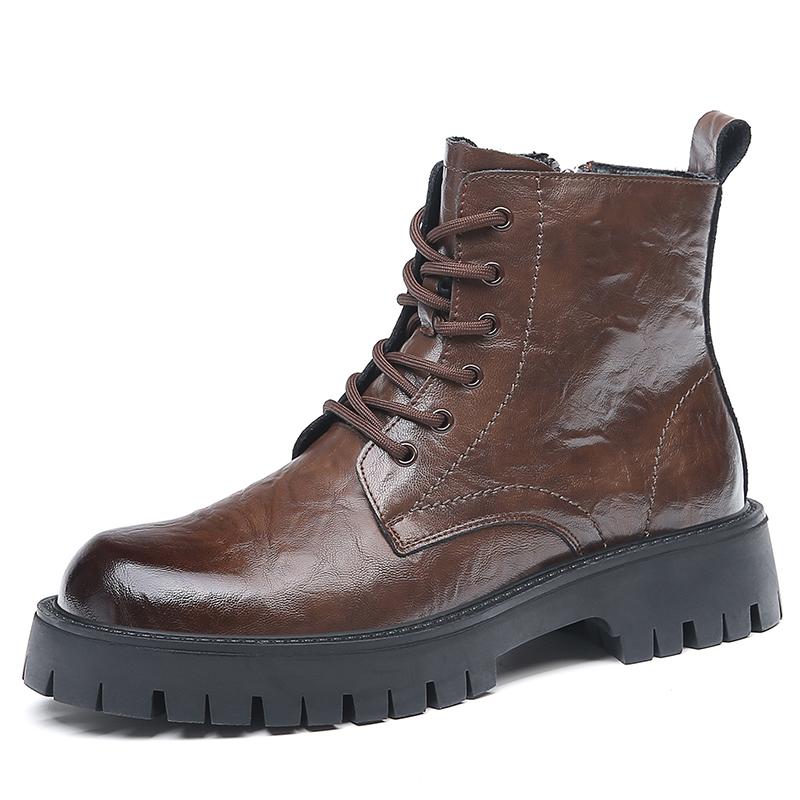 Модные новые мужские кожаные рабочие ботинки, хит продаж, зимние мужские походные ботинки на открытом воздухе, износостойкие подошвы, повседневные ботинки