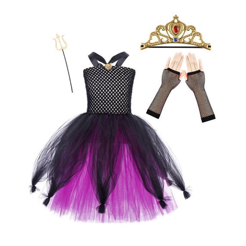 Девочки Хэллоуин Платье Костюм Вампира С Пышной Юбкой Вдохновленный Урсулой Косплей Наряд