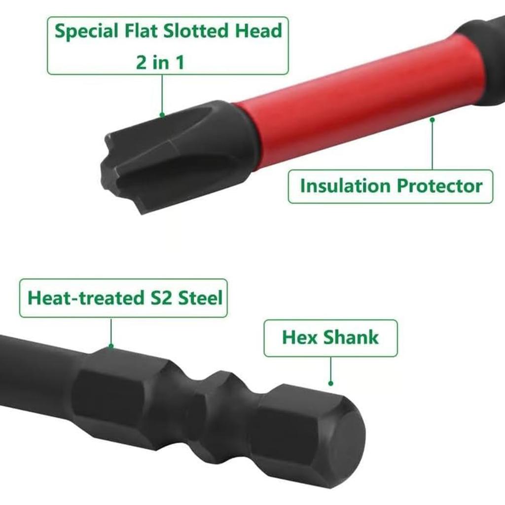 Electrician Screwdriver Bits 1/4" Hex Shank Multi-Tip Screwdriver Set for Electrical Maintenance