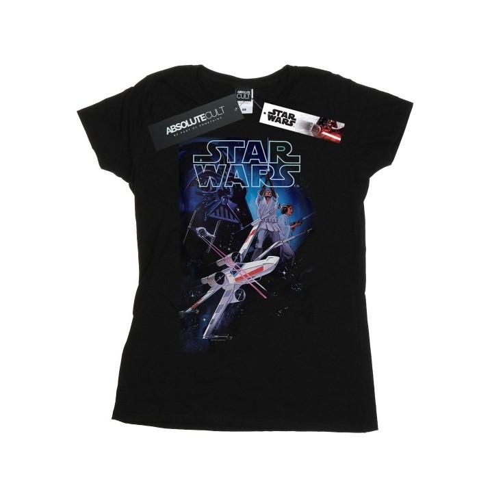 STAR WARS Womens/Ladies Flying Model Rocket Cotton T-Shirt