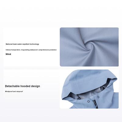 Однотонная мужская куртка Water Shell с капюшоном и длинным рукавом, серо-синяя 952337604-3