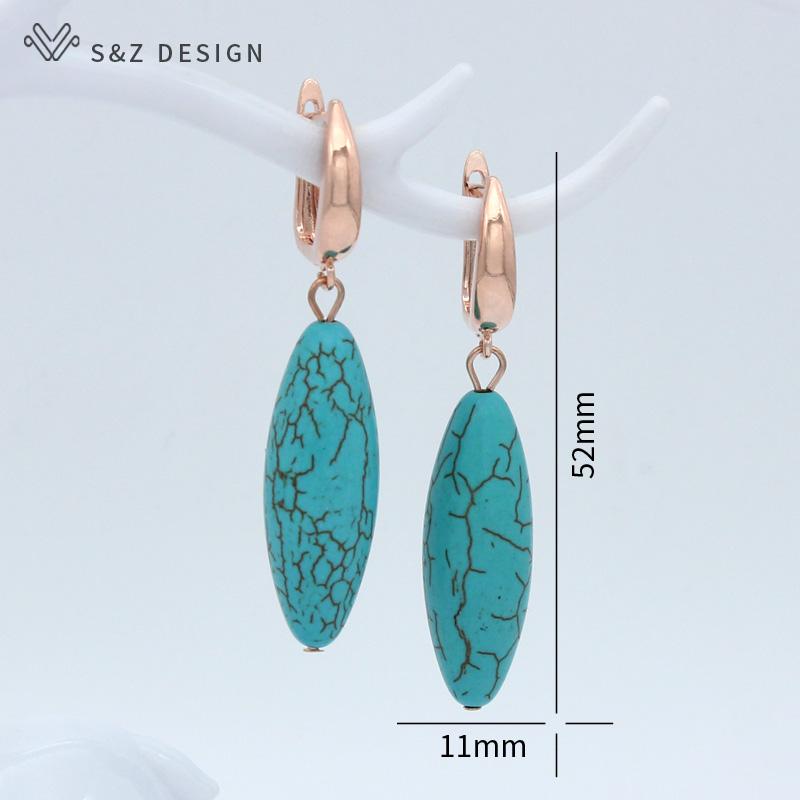 Модные темпераментные висячие серьги цвета розового золота с каплями воды из синтетической бирюзы для женщин и девочек, элегантные свадебные украшения, подарок