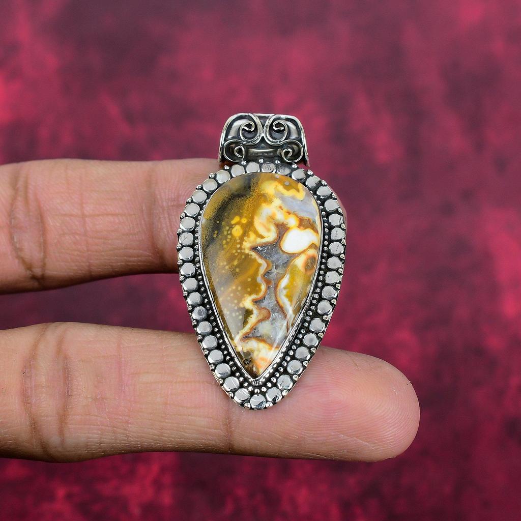 Bumblebee Jasper Pendant, 925 Solid Sterling Silver Gemstone Jewelry, Handmade Pendant, For Mother Day