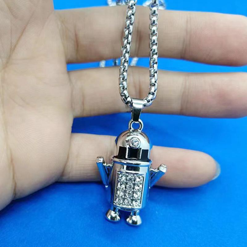 Новый мобильный подвесной робот, мужское уличное ожерелье в стиле хип-хоп, женская цепочка для свитера из нержавеющей стали
