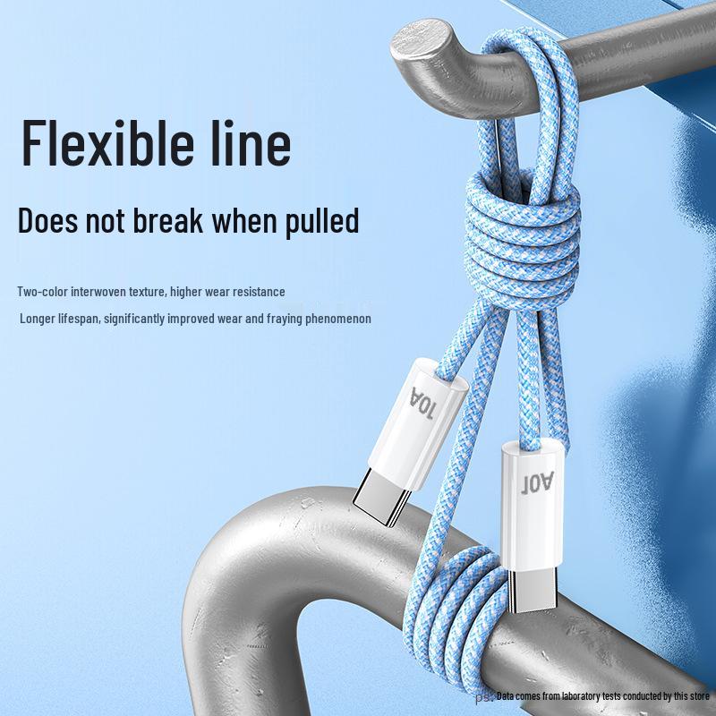 100W Fast Charging Braided Data Cable for Apple, Huawei, Vivo, Oppo Dual Type-C