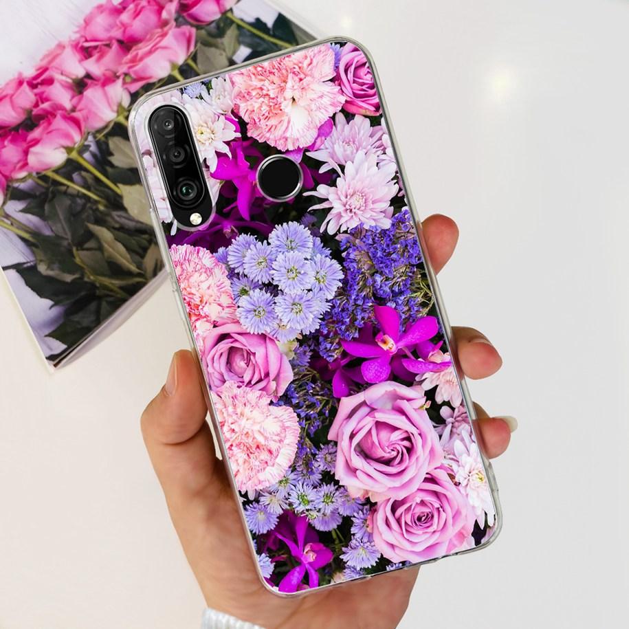 For Huawei P30 Lite Case 2020 Fashion Flower Bumper Soft Silicone Clear Cover For Huawei P30 Lite Pro Fundas P 30 P30Lite Hoesje