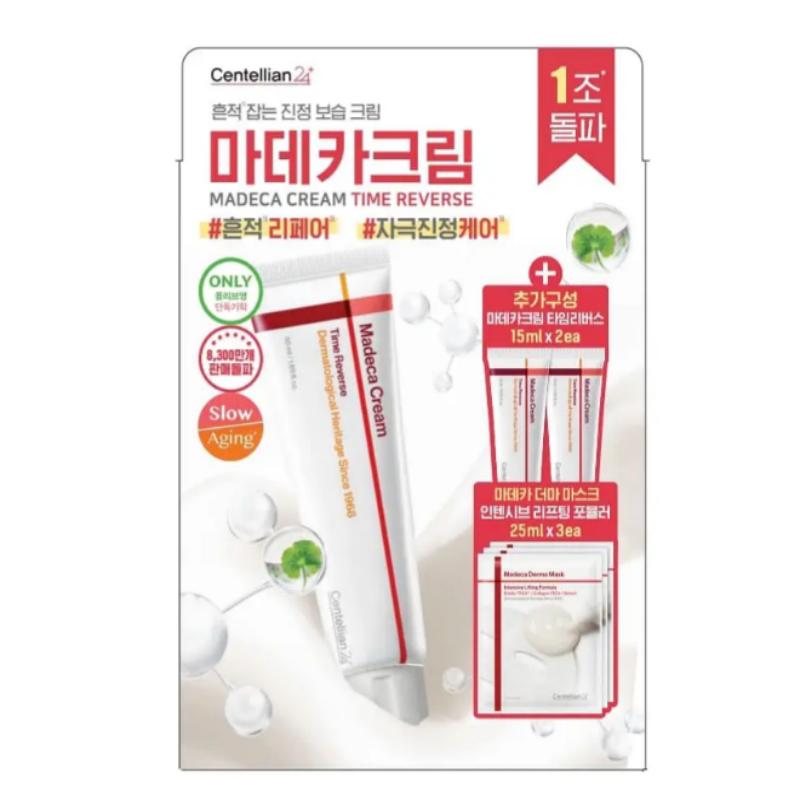 CENTELLIAN24 Крем Мадека Time Reverse 50 мл + 2 x 15 мл + 3 тканевые маски Derma
