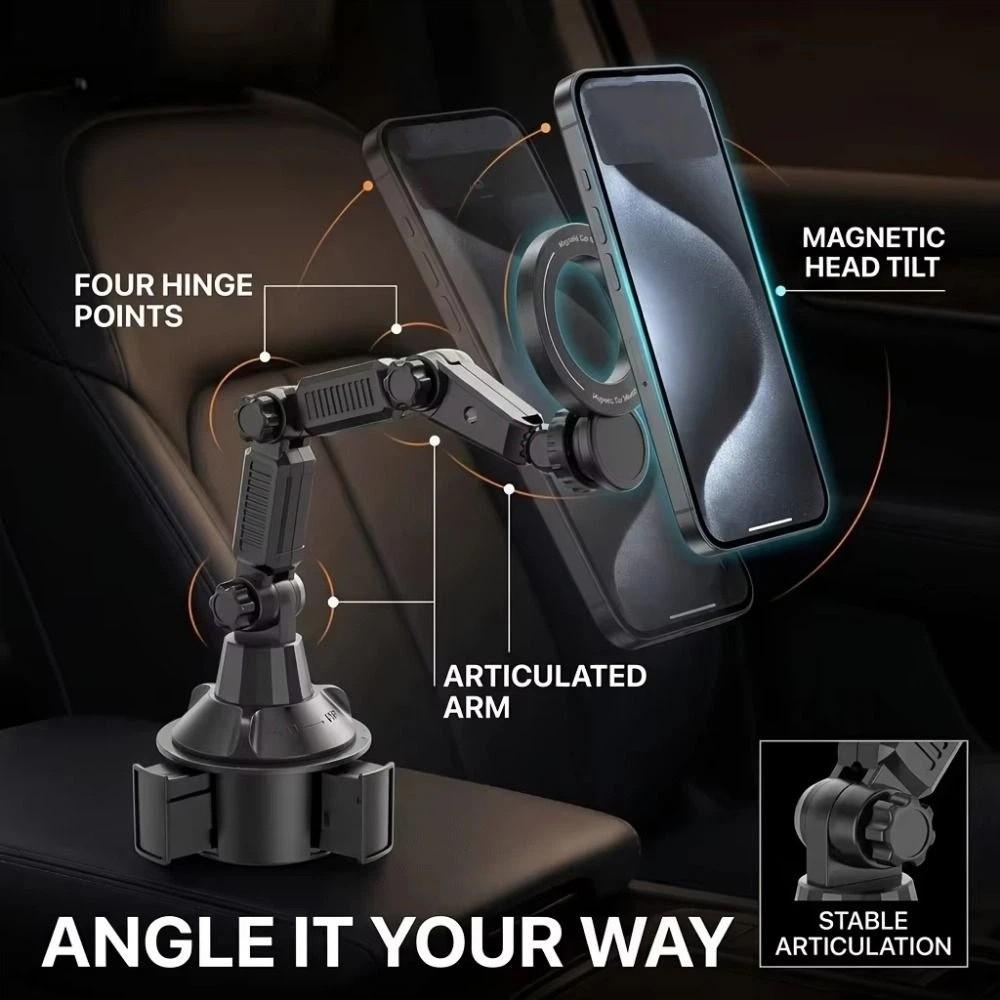 2-in-1 Magnetic Phone Mount 360 Degree Rotation Car Drink Holder Ride-Sharing Vehicles