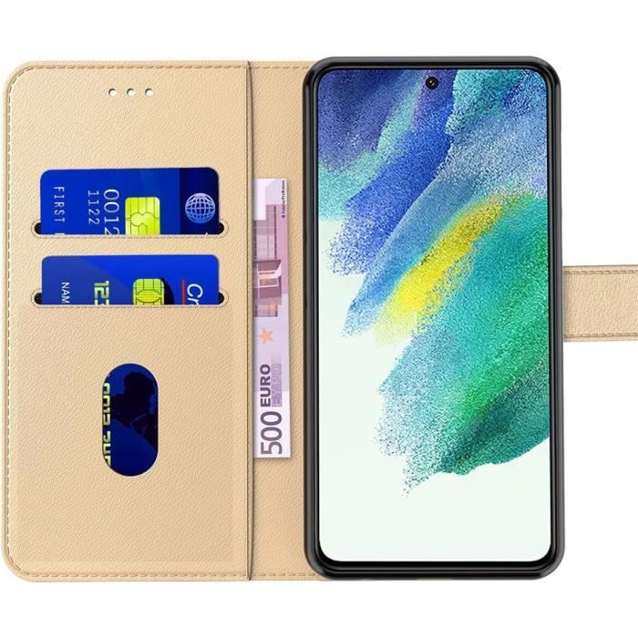 Coque - BOOLING - pour Samsung S22 Ultra - Doré - Protection 360° - Effet Cuir - Anti Rayure