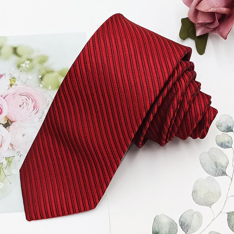 Korean Style Men's Black Tie with Fine Lines - 6cm Hand-Printed Narrow Design for Business Casual Shirts