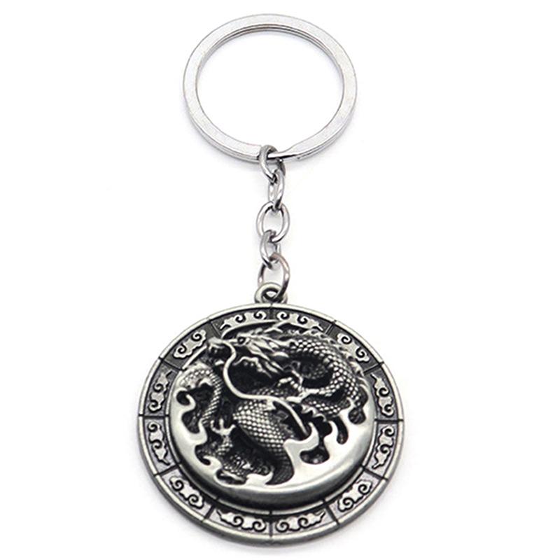 Периферийный брелок с изображением дракона, металлический кулон с драконом, винтажный китайский брелок с изображением животных, сувенирные аксессуары, подарок