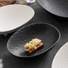 Matte Stone Patterned Ceramic Four Legged Fruit Tray Oval Salad Plate Deep Plate Candy Nut Plate Home Creative Tableware