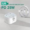Зарядное устройство UK USB C для iPhone 15 14 13 Pro QC3.0 Quick Charge PD 25W Type C Быстрая зарядка Дорожное зарядное устройство Адаптер питания
