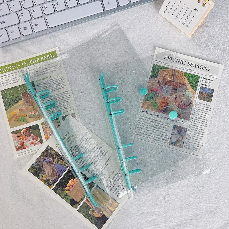 Прозрачный альбом с отрывными листами из ПВХ в корейском стиле формата А5/А6 и дневник ученика с 6 отверстиями