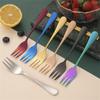 2/4/6PCS Tea Fork Stainless Steel Tableware Set Portable Kitchen Utensils Dessert Fork Salad Fork Multi Color