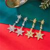 Christmas Snowflake Earring for Women Dainty Snowflake Pearl Drop Dangle Earrings Sparkly Zirconia Snowflakes Stud Earrings