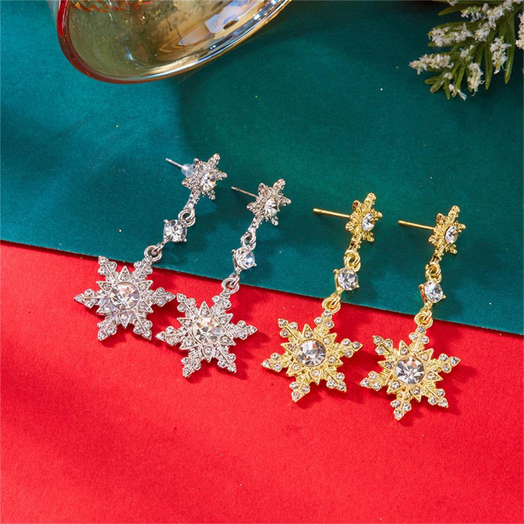 Christmas Snowflake Earring for Women Dainty Snowflake Pearl Drop Dangle Earrings Sparkly Zirconia Snowflakes Stud Earrings