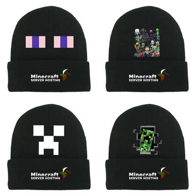 Зимняя вязаная шапка с принтом и подвернутыми краями, подходит как для мужчин, так и для женщин