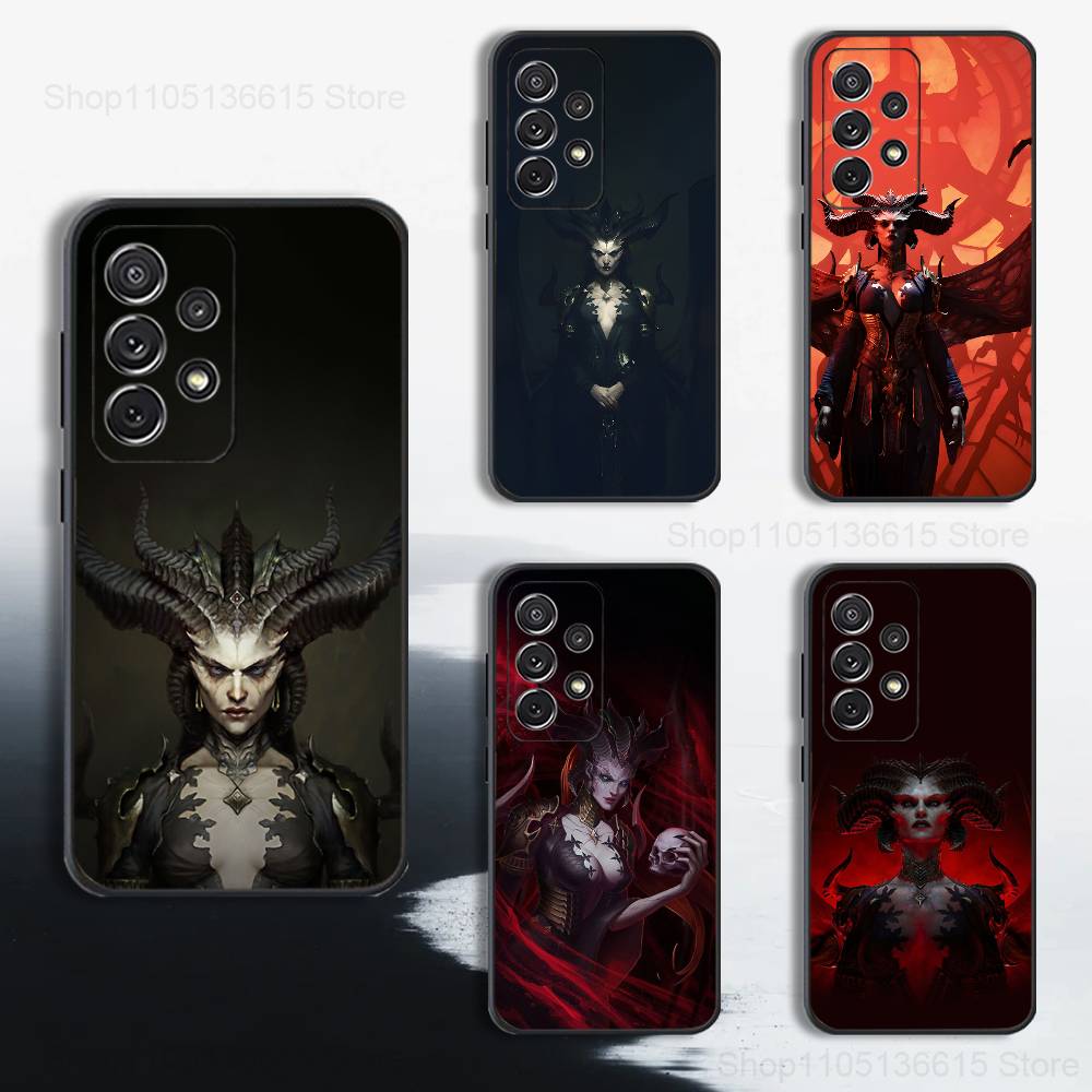 Игровой чехол L-Lilith D-Diablos для телефона Samsung S25, S24, S23, S22, S21, S20, S10, S9, Ultra, Plus, Lite, FE, Мягкий силиконовый черный чехол
