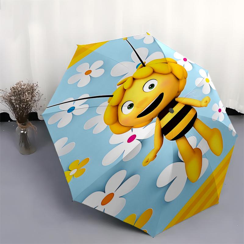 Bee Happy: Automatic Opening Folding Umbrella with 3-Fold Design, Iron Frame for Outdoor Use, Perfect Gift for Fans and Travelers0104451a
