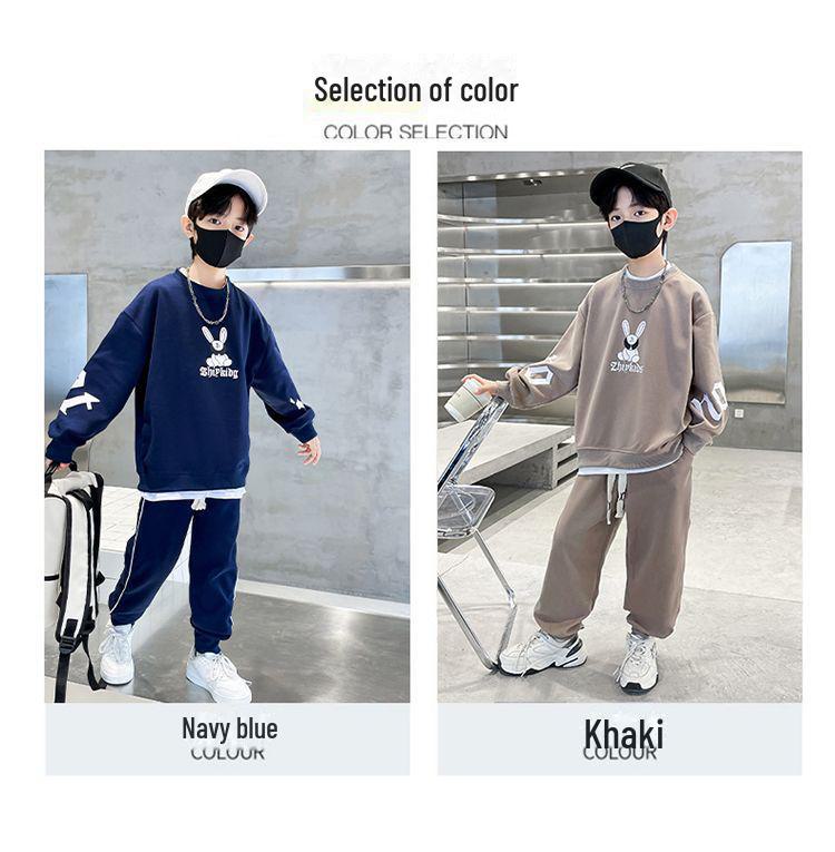 2023 г. Костюм-двойка для мальчиков с мультяшным принтом: Свитшот и спортивные штаны на весну/осень