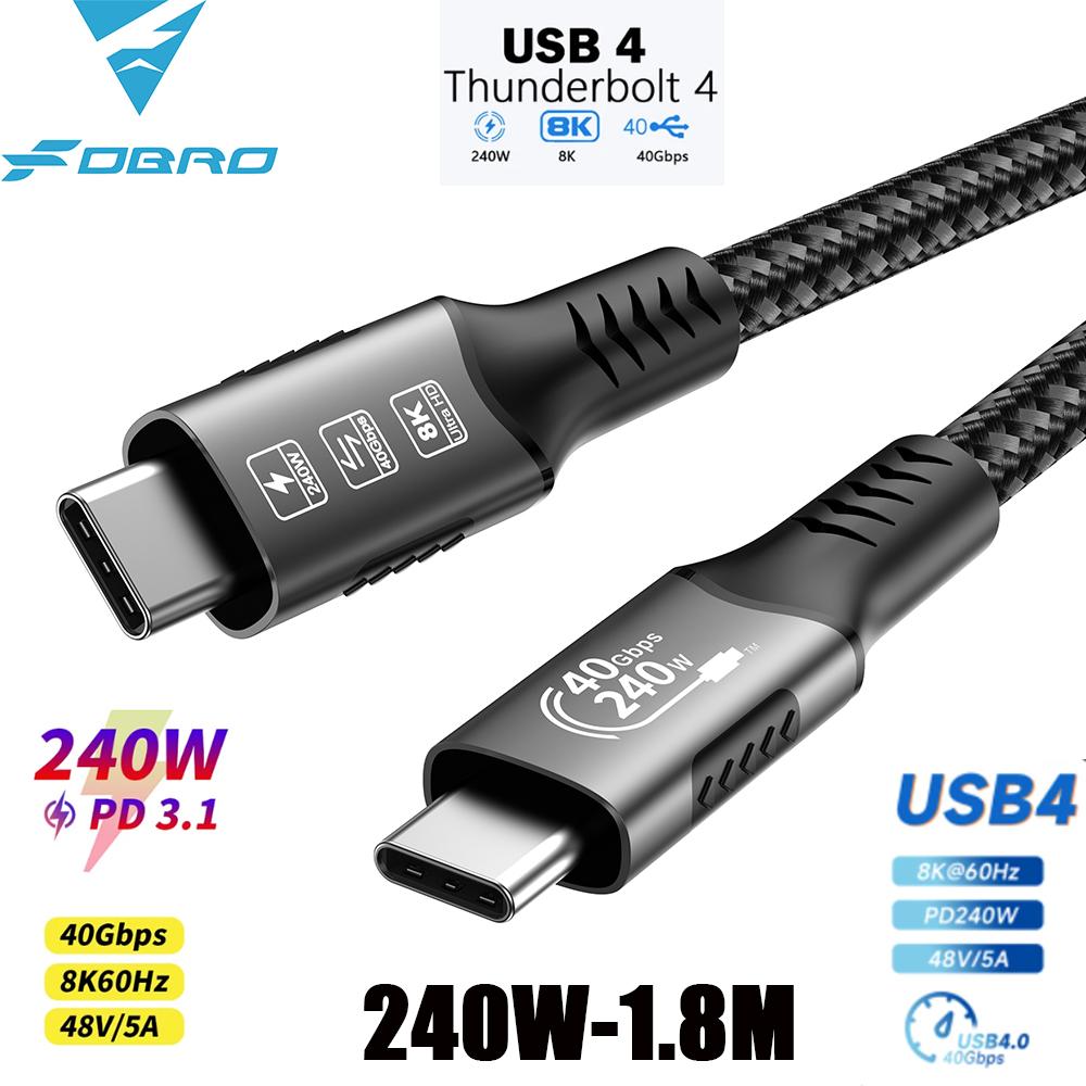 8K USB4 Typ E C Cable 40Gbps 240W PD3.1 QC4.0 For Samung Thunderbolt 4 Fast Charging Cable Thunderbolt3 USB C To C Data Transfer