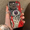 S24 Spooky Scary Red Eye Laser Silver Phone Case For Samsung Galaxy S22 S23 Plus Ultra S21 FE A34 A15 A35 A54 A52 A55 Cover